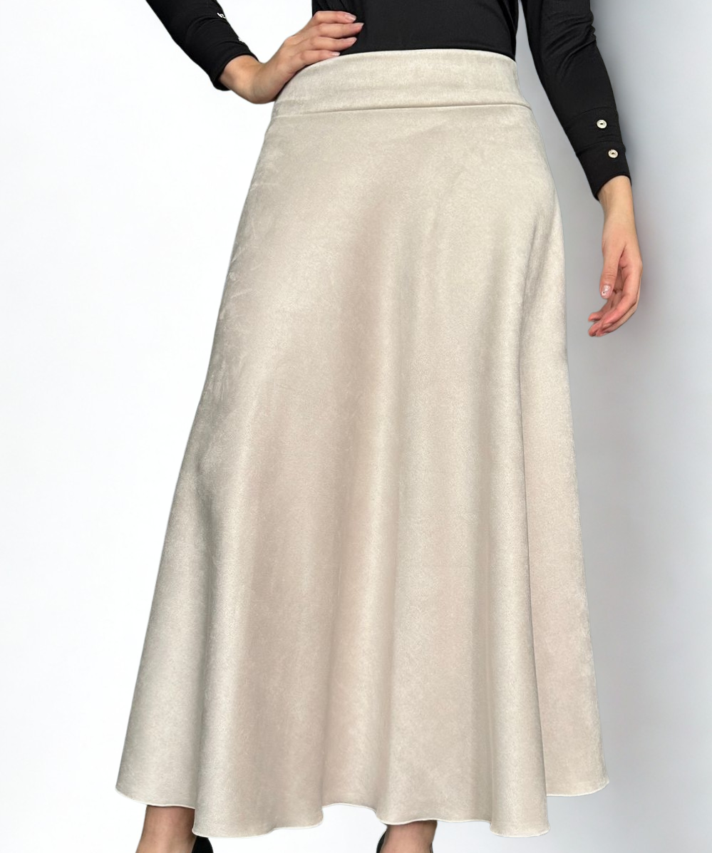 Falda rotonda gamuzada