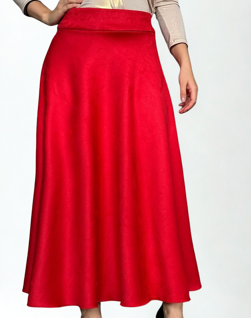 Falda rotonda gamuzada