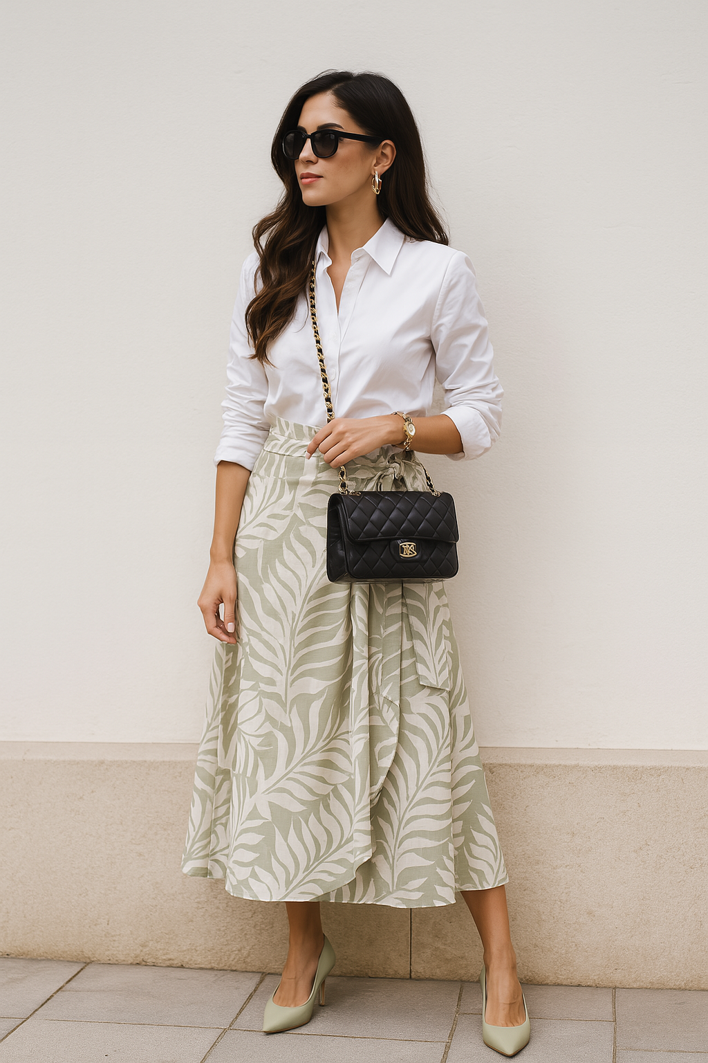 Falda envolvente midi estampada