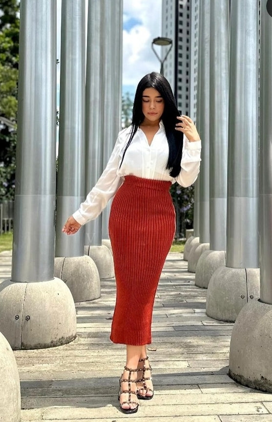 Maxi falda tejido de punto