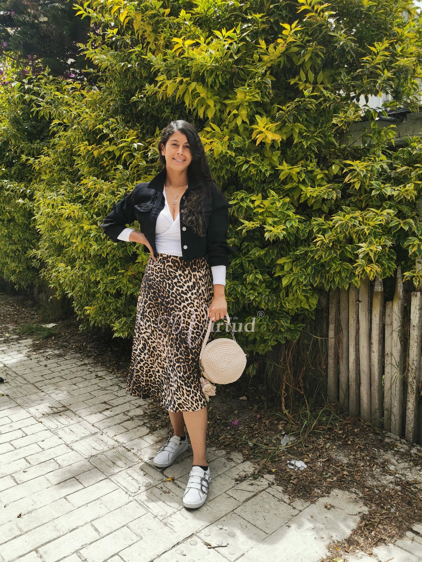 Falda plisada midi animal print