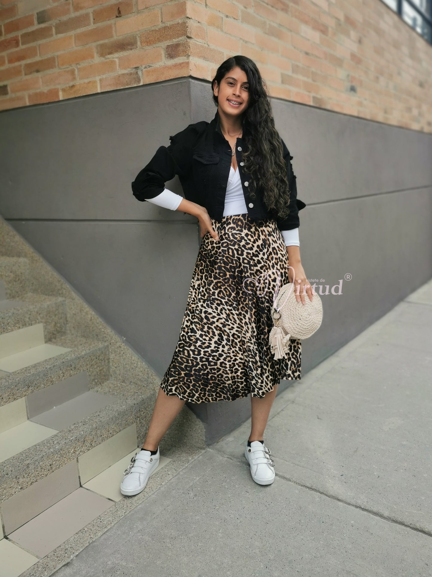 Falda plisada midi animal print