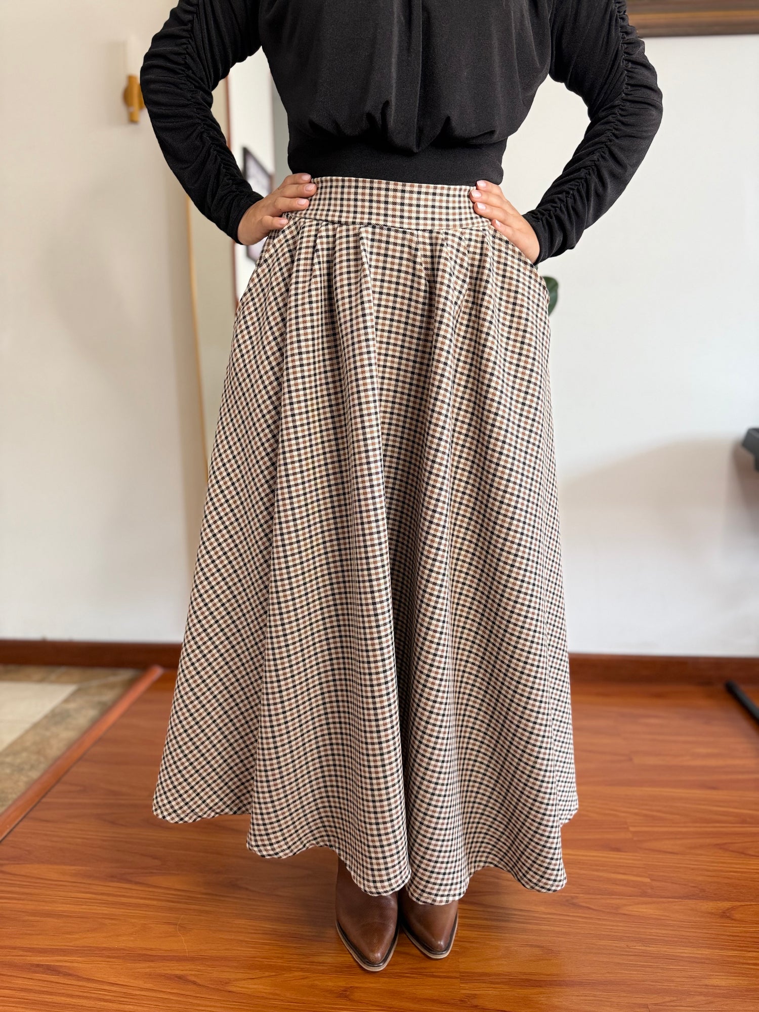 Falda rotonda tartán para mujer - vista 3