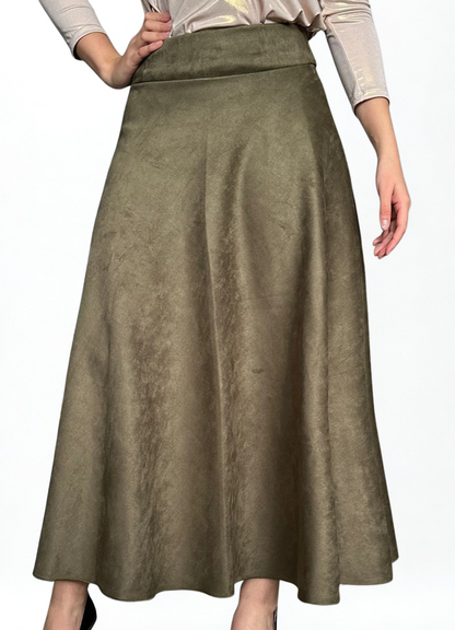 Falda rotonda gamuzada