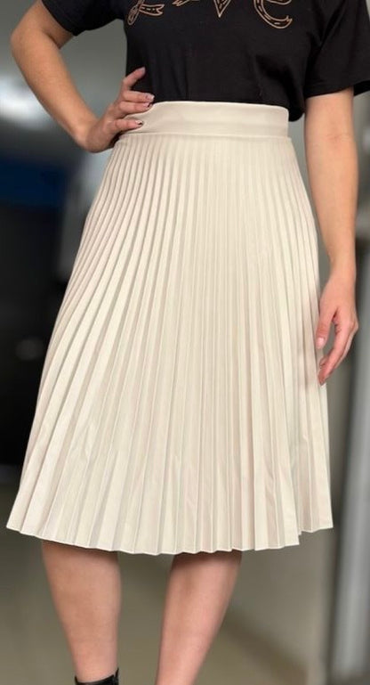 Falda plisada Midi tipo Cuero