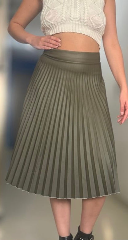 Falda plisada Midi tipo Cuero