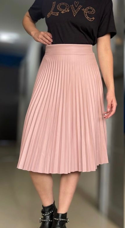 Falda plisada Midi tipo Cuero