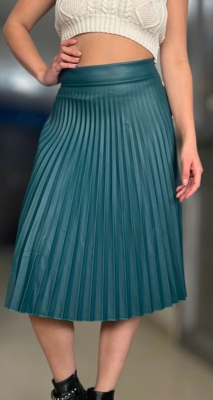 Falda plisada Midi tipo Cuero
