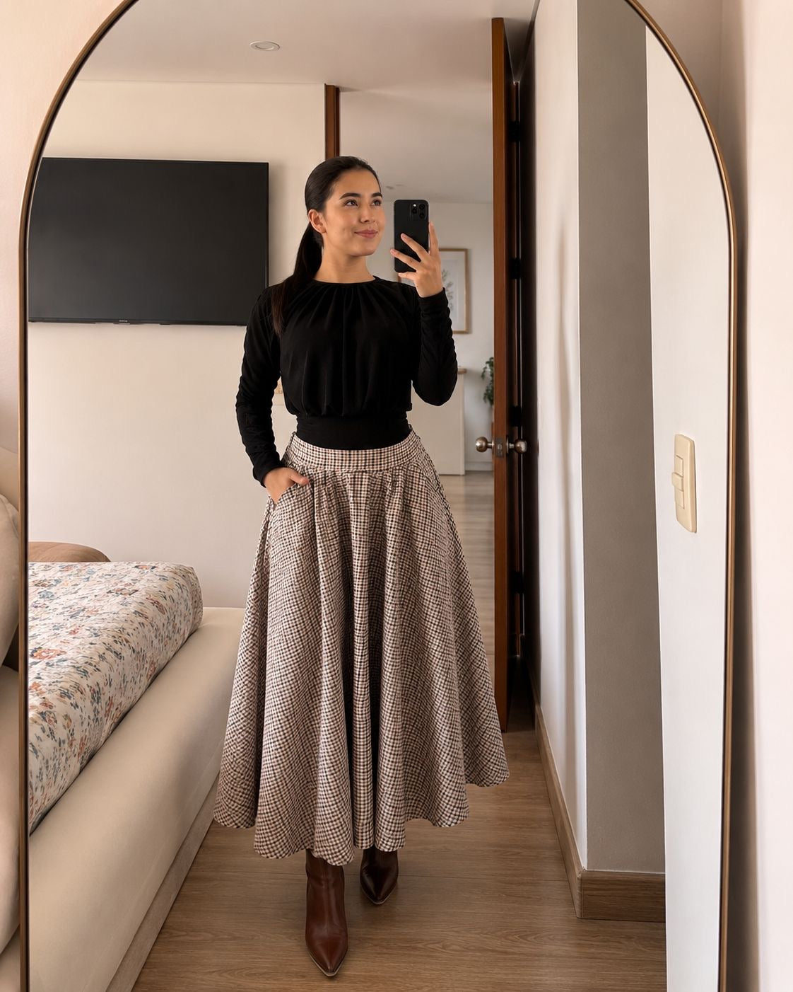 Falda rotonda tartán para mujer - vista 2