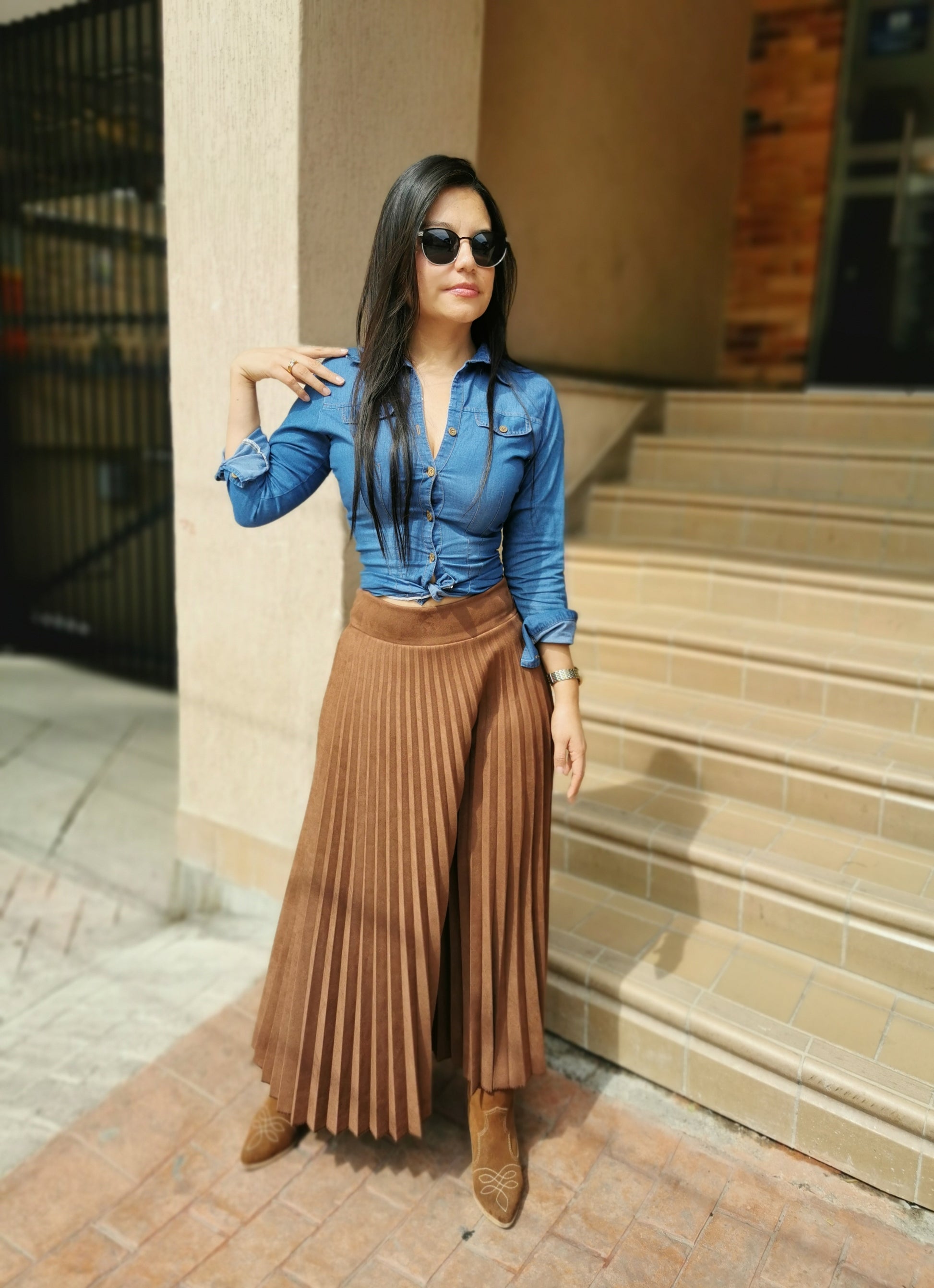 Falda Plisada Gamuza