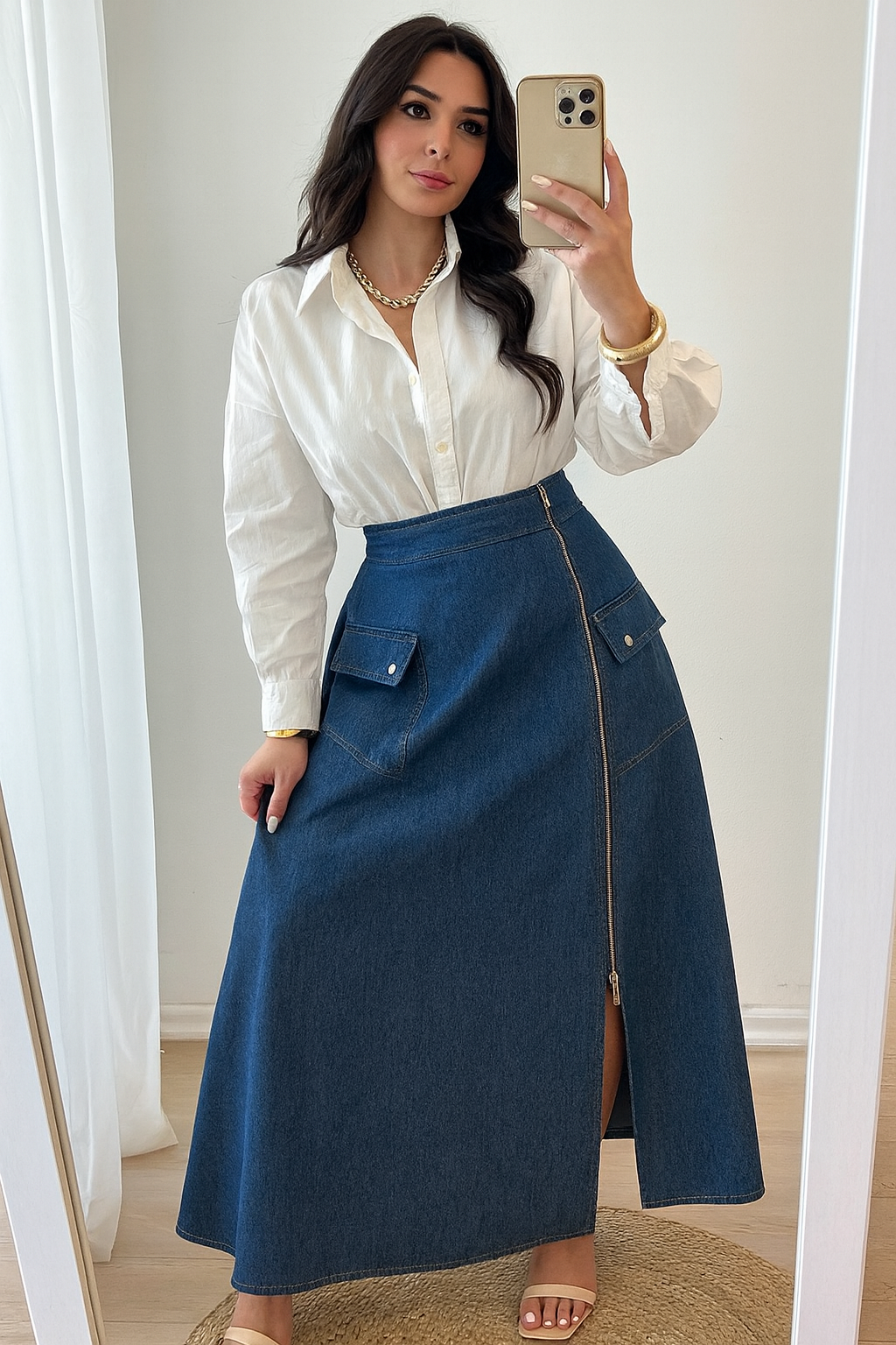 Falda cremallera chambray para mujer - vista 3