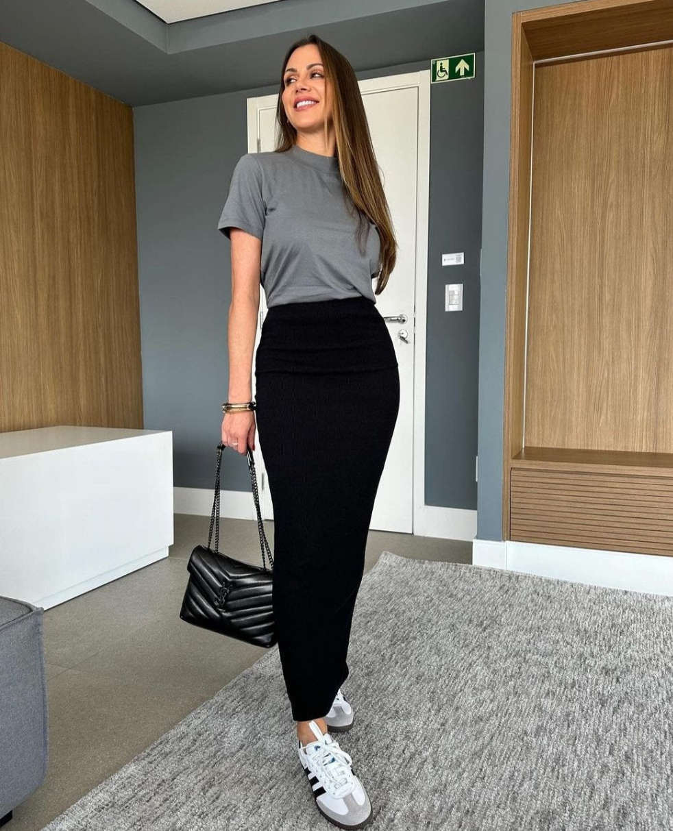 Maxi falda tejido de punto