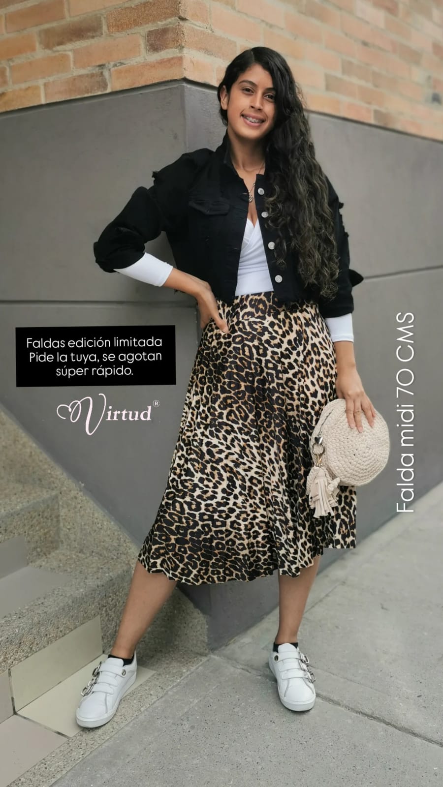 Falda plisada midi animal print