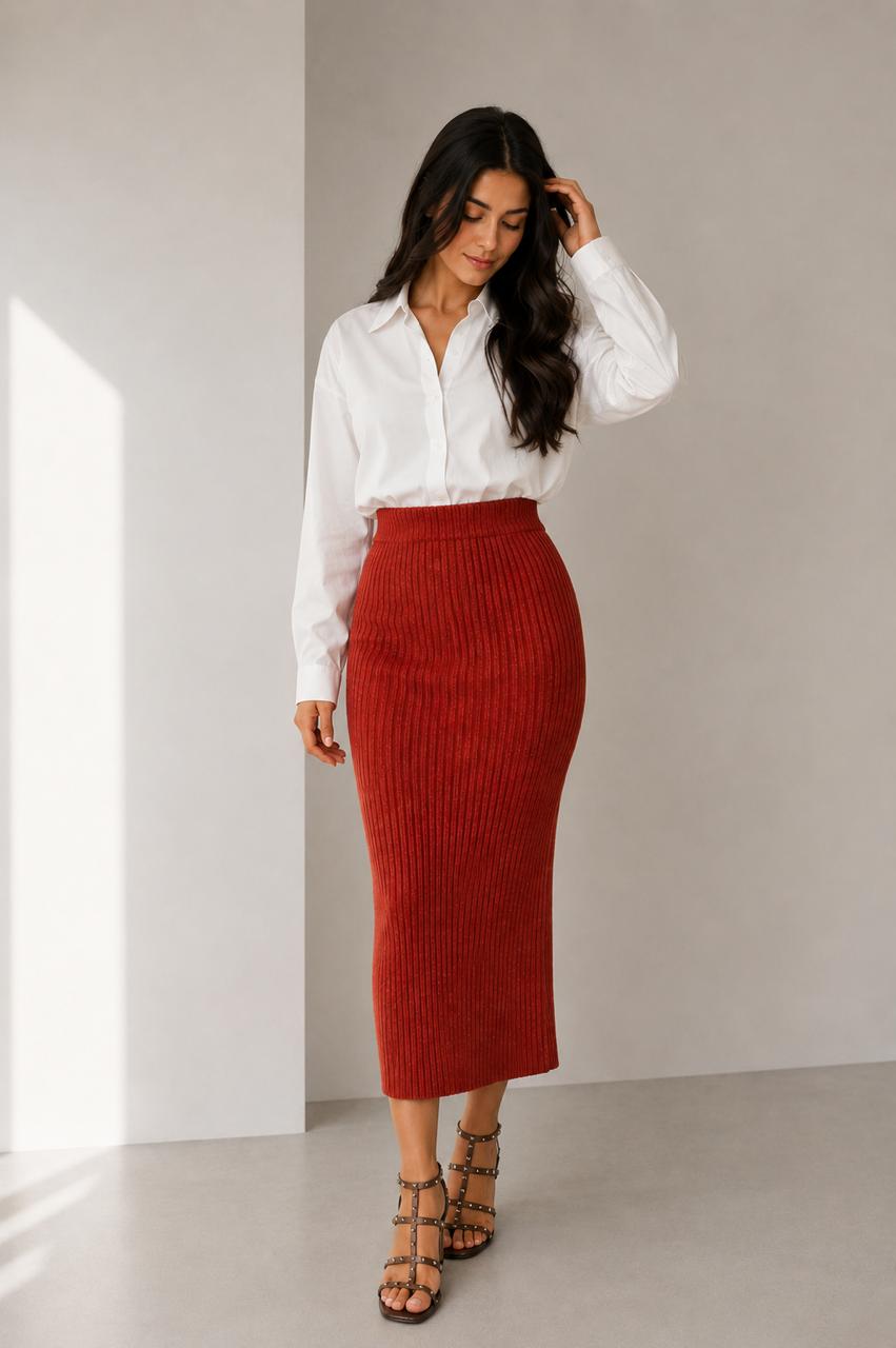Maxi falda tejido de punto