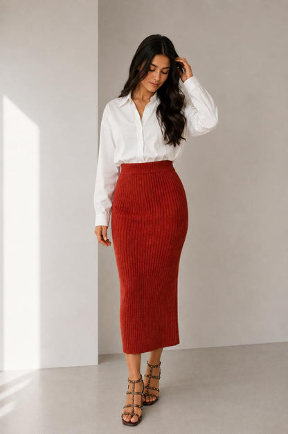 Maxi falda tejido de punto