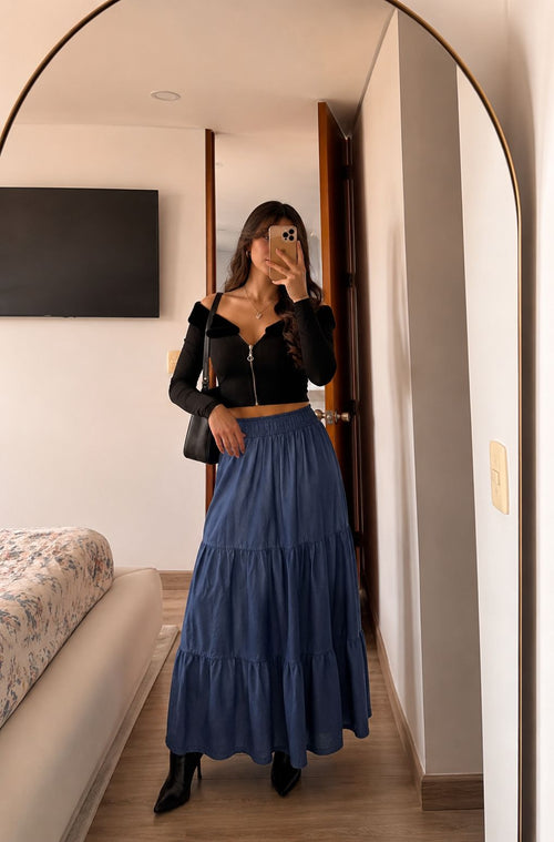 Falda campesina denim