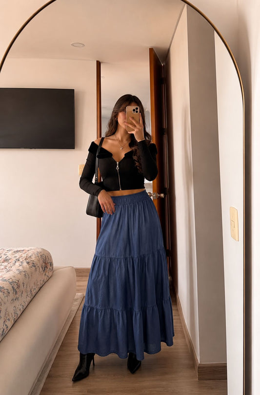 Falda campesina denim