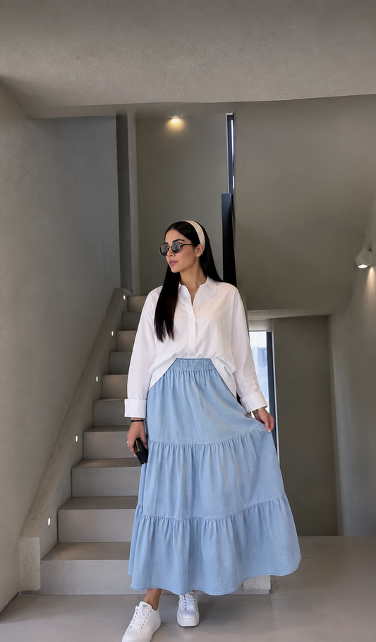 Falda campesina denim para mujer - vista 1