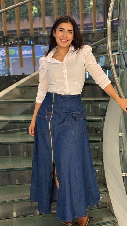 Falda cremallera chambray