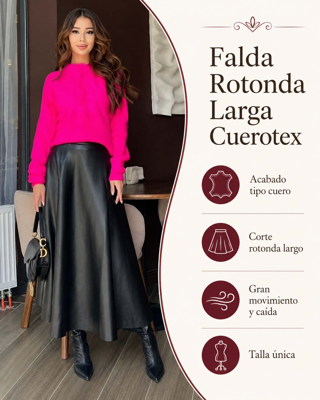 Características Falda Rotonda Larga Cuerotex