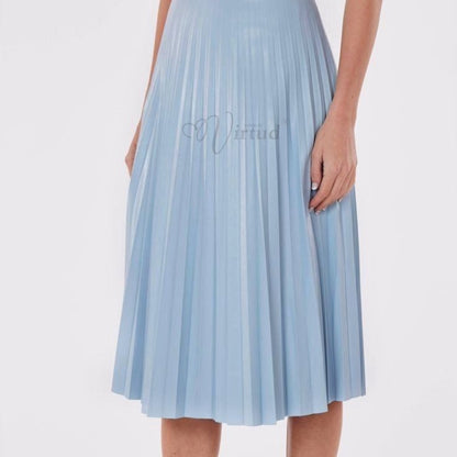 Falda plisada Midi tipo Cuero