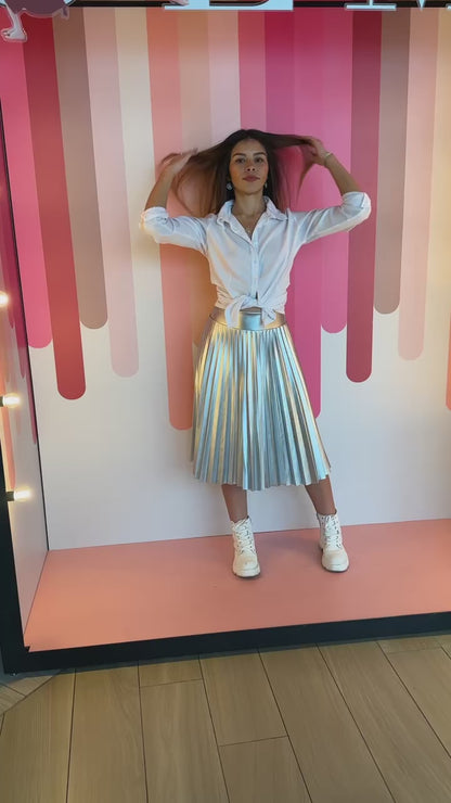 Falda plisada Midi tipo Cuero