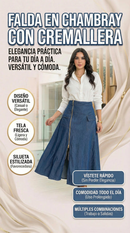 Falda cremallera chambray